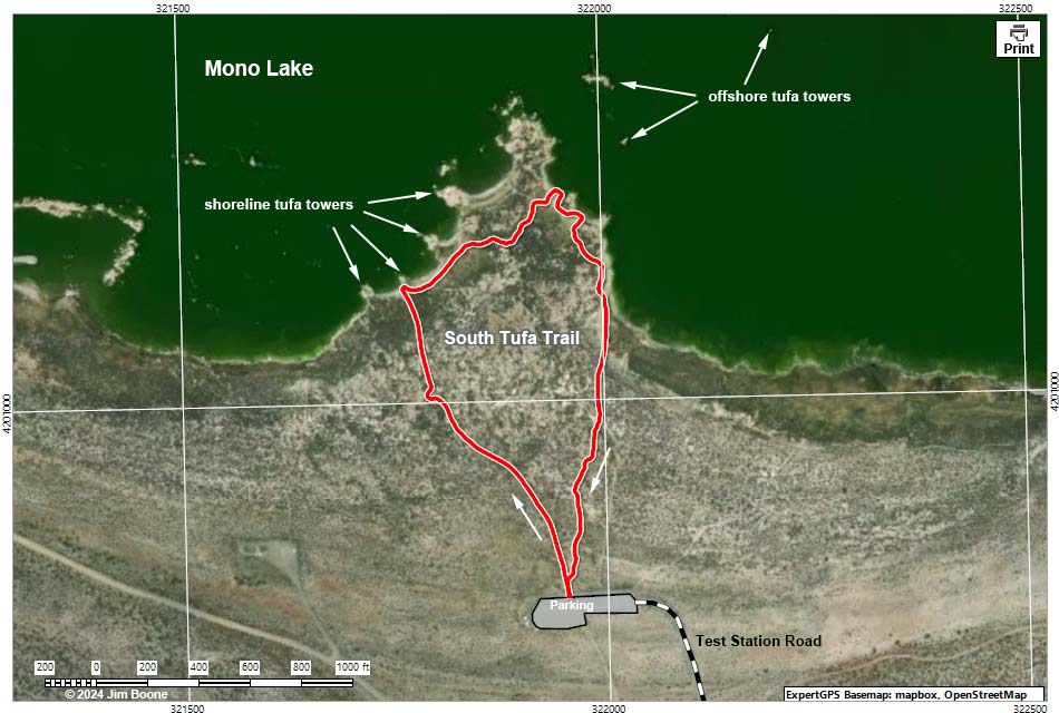 Mono Lake South Tufa Towers Trail Map