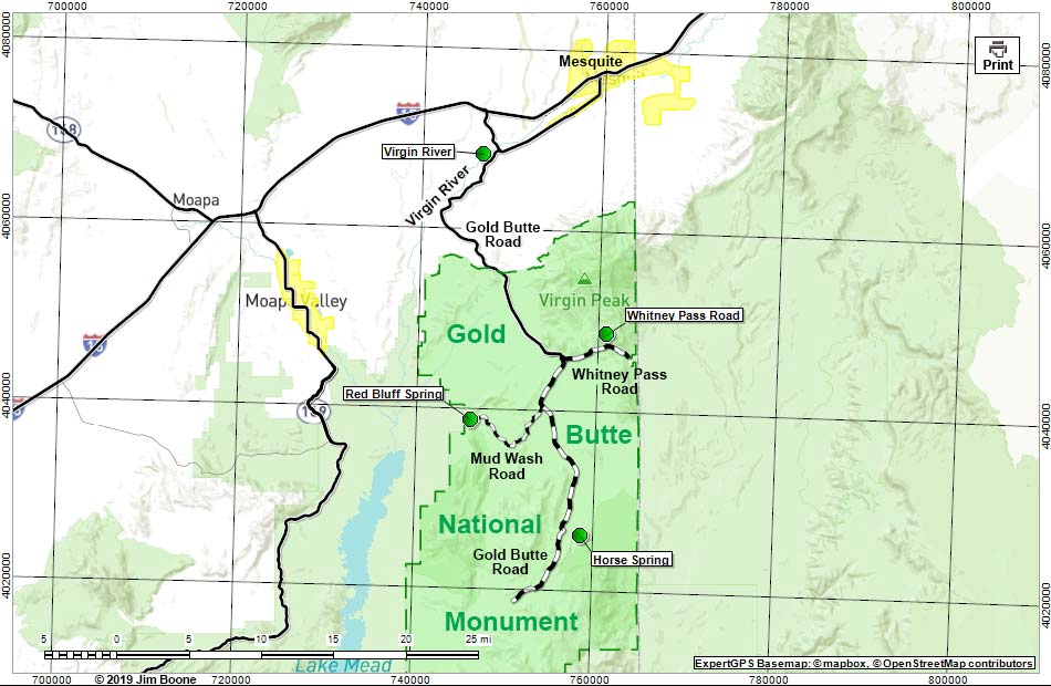 Gold Butte Birding Map