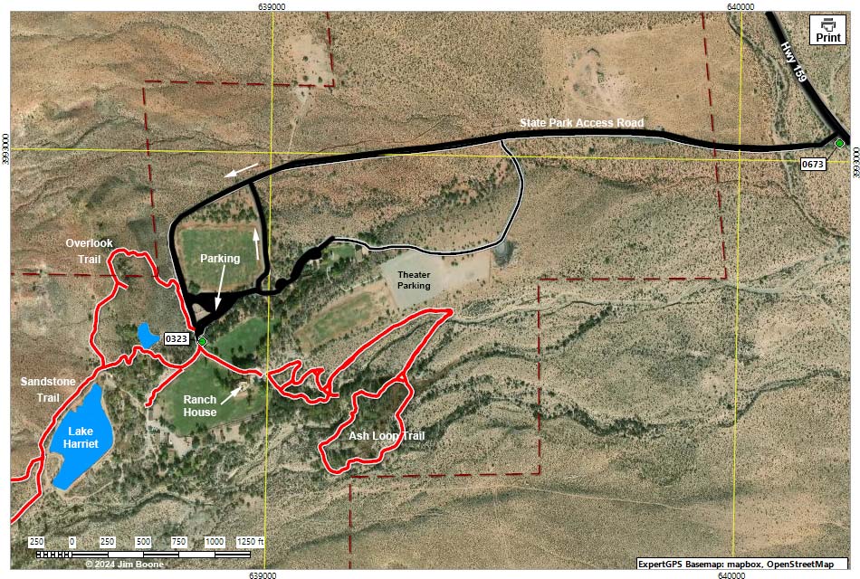 Spring Mountain Ranch State Park map