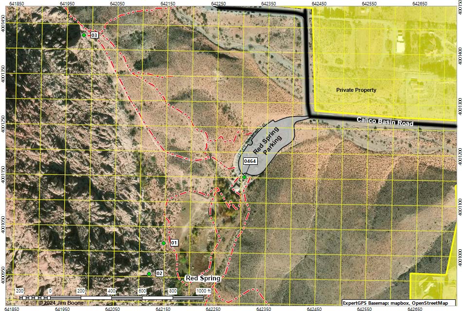 Calico Basin, Red Spring Site Map