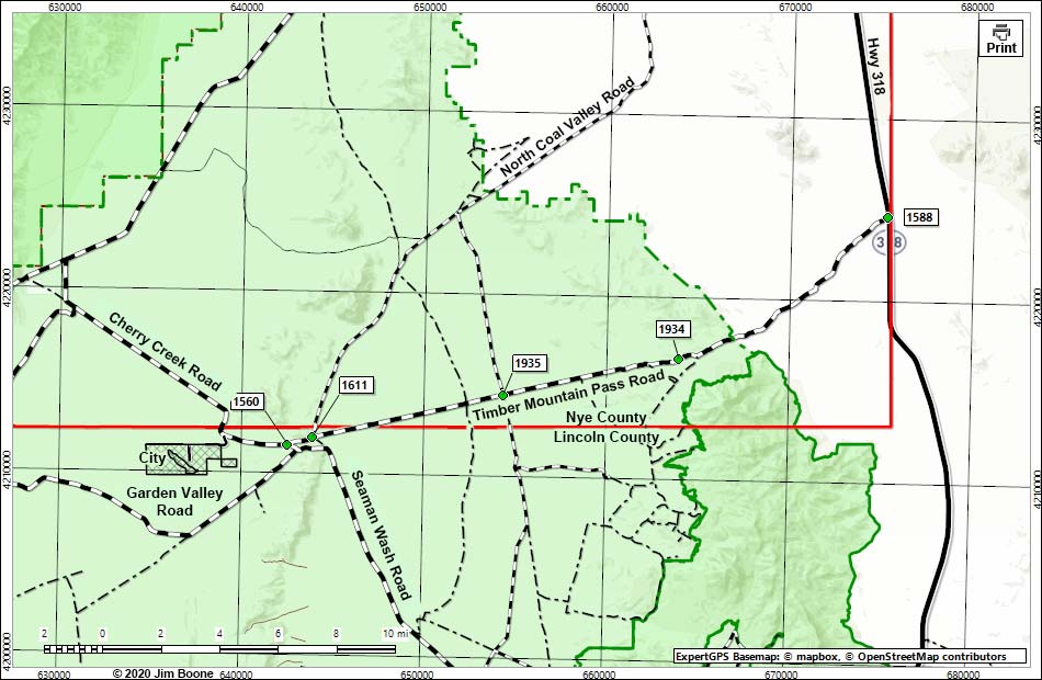 Timber Mountain Pass Road Map