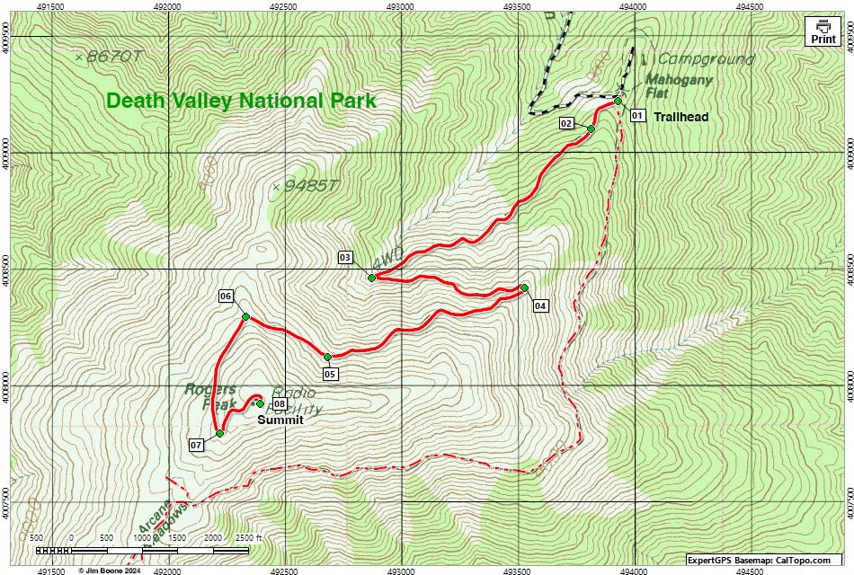 Rogers Peak via Road Map