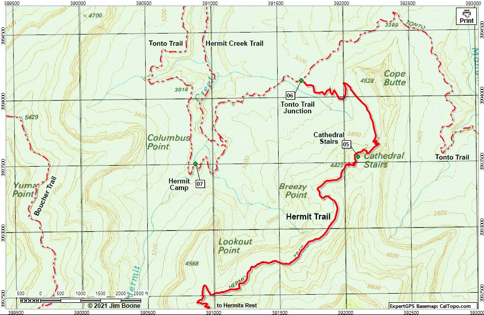 Hermit Trail Map