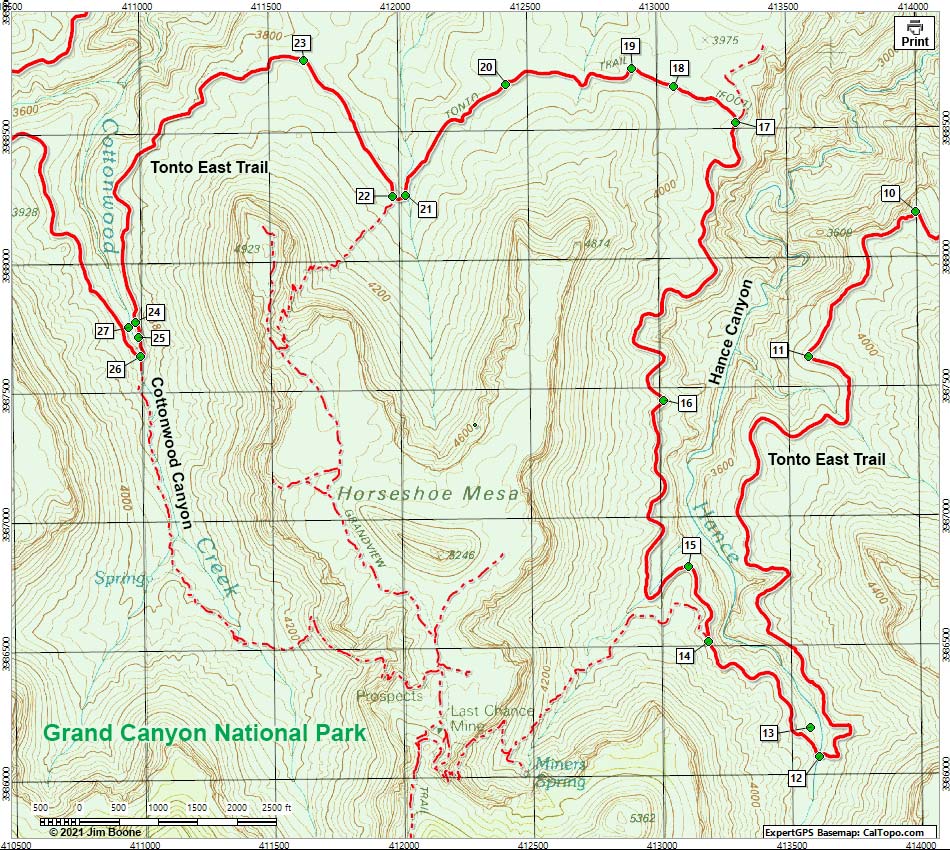 Tonto East Trail map