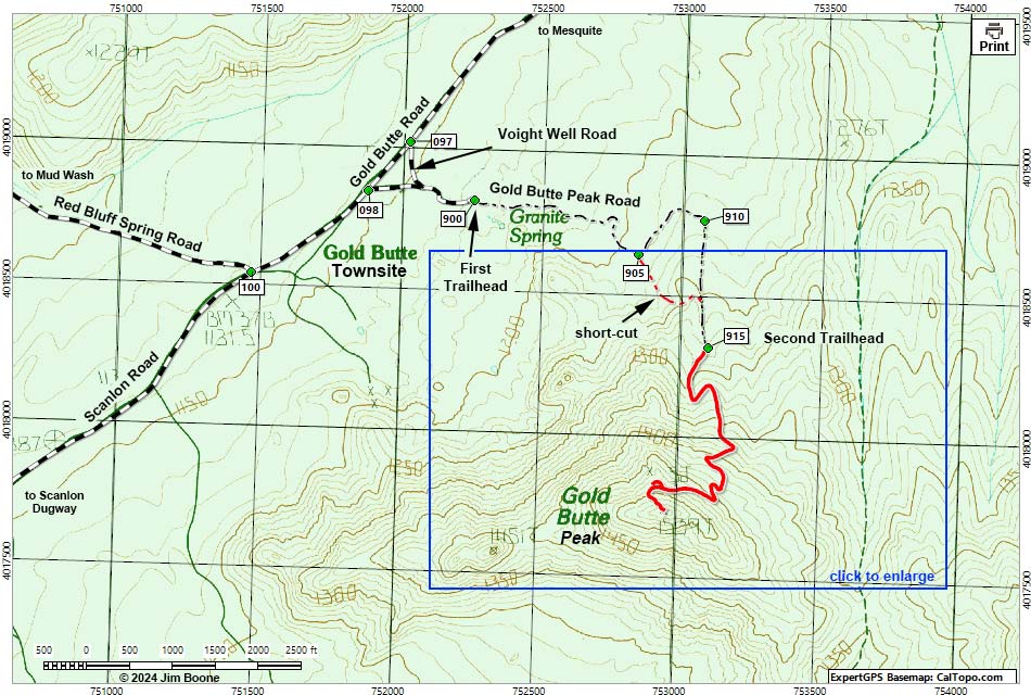 Gold Butte Peak Area Map