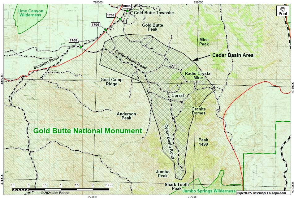 Cedar Basin Area Map