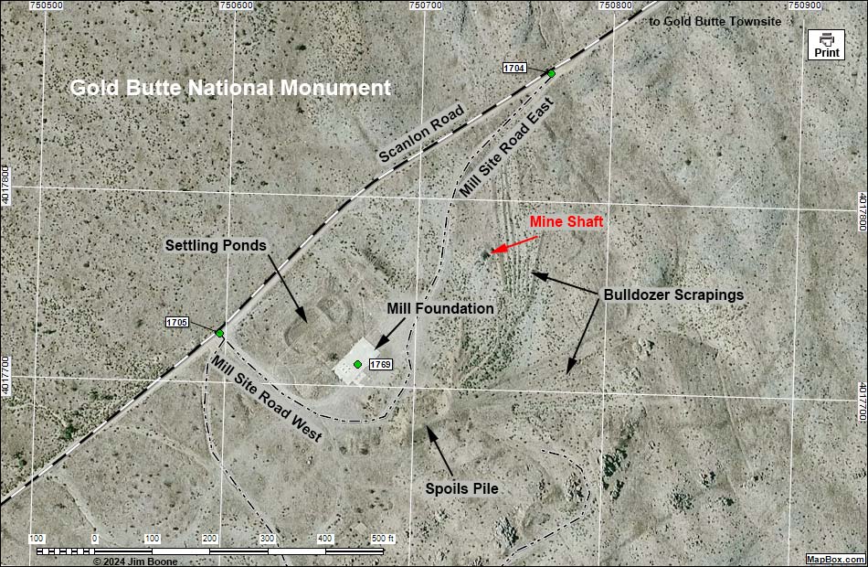 Gold Butte Mill Site Map