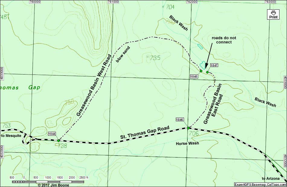 Greasewood Basin West Road Map