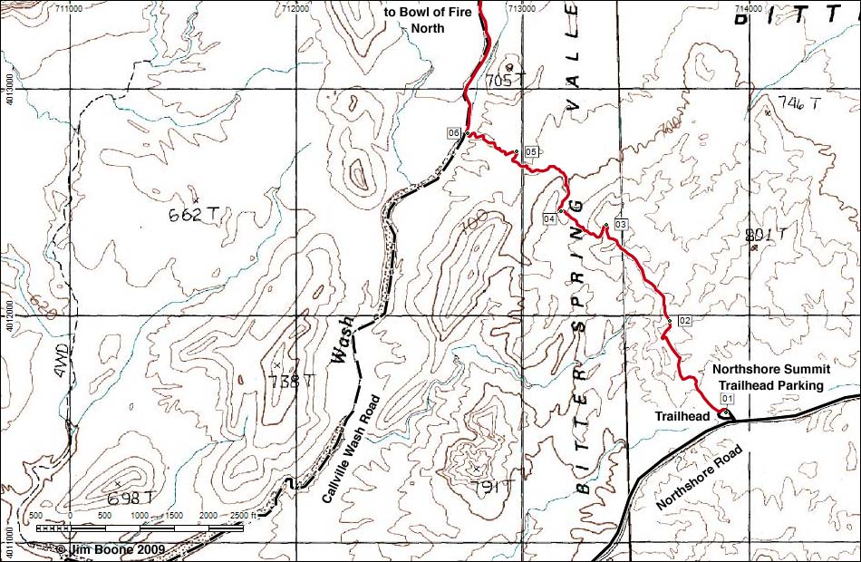 Bowl of Fire, North Hiking Map -- Overview