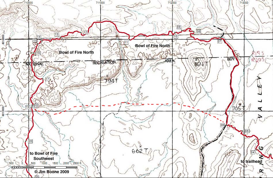 Bowl of Fire, North Hiking Map -- Overview