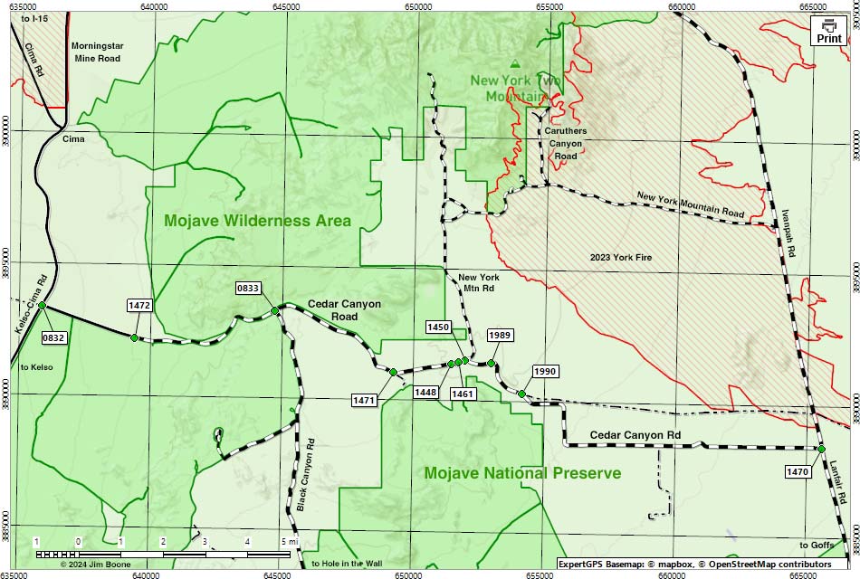 Cedar Canyon Road Map