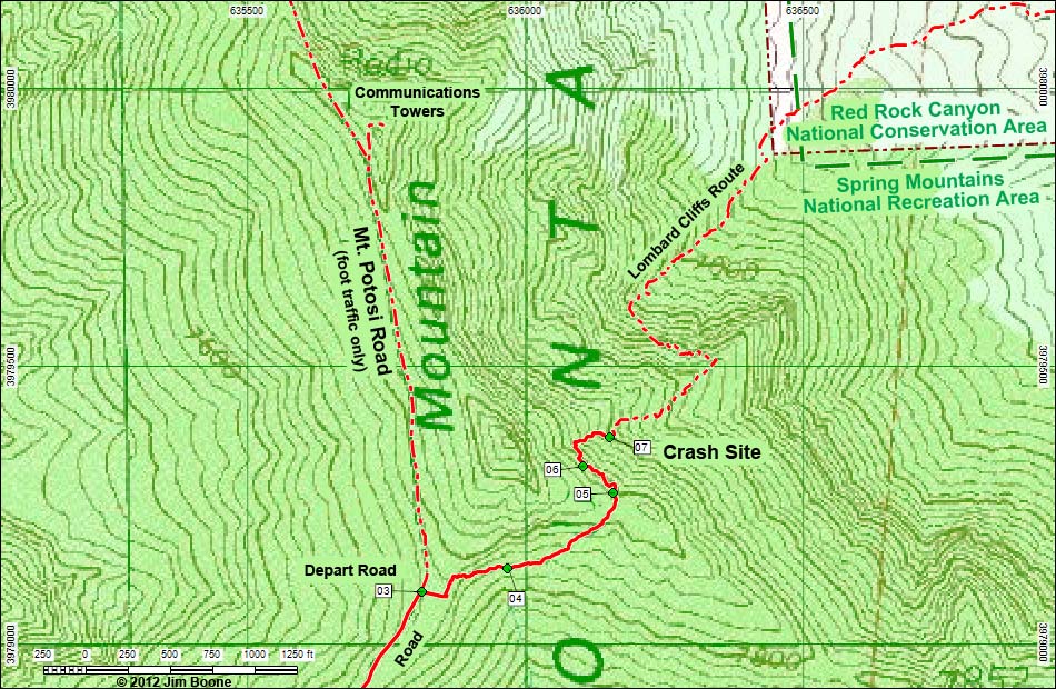 Carole Lombard Crash Site Route Map - From Above