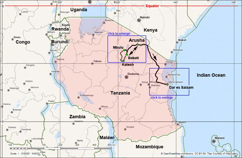 Tanzania Trip Map