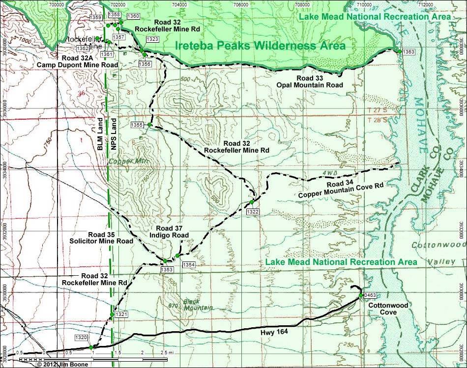 Ireteba Peaks Wilderness Area Map